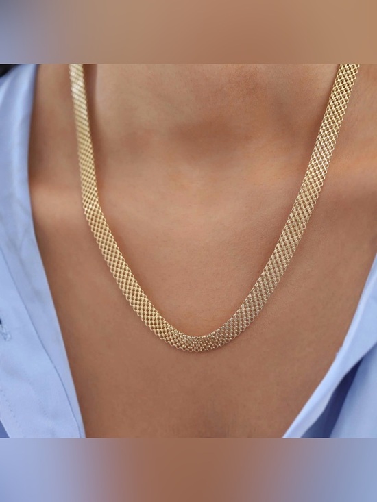 Zara Jewelry - Gold Mesh Chain Necklace - Stainless Steel